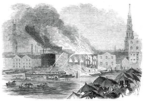 Conflagration at Sir C. Price's Wharf, Blackfriars, 1845. Creator: Unknown