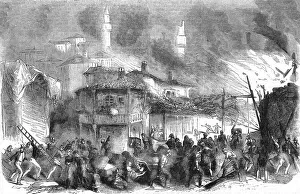 Varna Bulgaria Prints: The Conflagration at Varna, 1854. Creator: Unknown