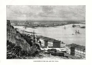 C Barbant Prints: Confluence of the Oka and the Volga, Russia, 1879. Artist: Taylor