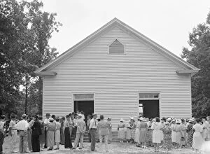 Congregation Gallery: Congregation gathers in groups... Wheeleys Church, Person County, North Carolina, 1939
