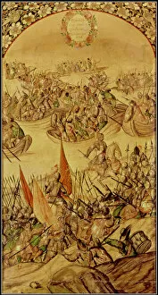 Conquest of America, Garcia de Holguin occupying Quanhtemoc, painting