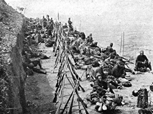 Tripod Prints: Conquest of German East Africa; Halt of a company during the march on Mahenge