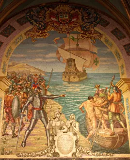 Peru Prints: Conquest Of Peru by Francisco Pizarro. Artist: Anonymous