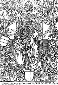 Conrad Celtes Presenting His Book Quatuor Libri Amorum to Maximilian I, 1502 (1906). Artist: Albrecht Durer Conrad Celtes Presenting His Book Quatuor Libri Amorum to Maximilian I, 1502 (1906). Artist: Albrecht Durer