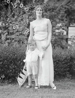 Group Portraits Prints: Conroy, Frank, Mrs. and child, standing outdoors, 1923 Creator: Arnold Genthe