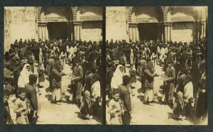 Easter Egg Prints: The consecration of Easter Eggs on Easter before the Church of the Holy Sepulchre (Stereograph)