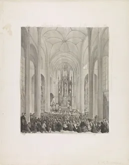 Inauguration Prints: Consecration of the Roman Catholic Church in Overveen, 1856. Creator: Anon