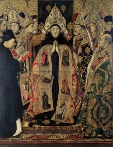 The Consecration of Saint Augustine. Artist: Huguet, Jaume (1412-1492) The Consecration of Saint Augustine. Artist: Huguet, Jaume (1412-1492)