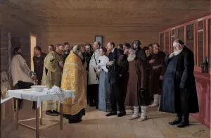 The Consecration of the Vodka Shop, 1904. Artist: Orlow, Nikolai Vasilievich (1863-1924) The Consecration of the Vodka Shop, 1904. Artist: Orlow, Nikolai Vasilievich (1863-1924)