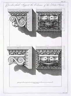 Albania Prints: Consoles which support columns of the Porta Aurea