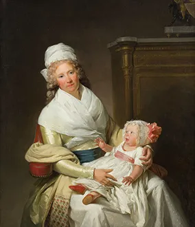 Niece Prints: Constantia Foster with baby, 1790s. Creator: Henri-Pierre Danloux