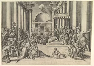 Battista Franco Gallery: Constantine Presenting the City of Rome to the Holy See, at right, many spectators