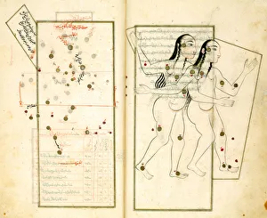 Calendar Prints: The Constellation Gemini (From the Book of Fixed Stars) by Al-Sufi. Artist: Iranian master
