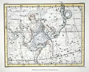 Aesculapius Collection: The Constellations (Plate IX) Olphiuchus, or Serpentarius, and Serpens, 1822