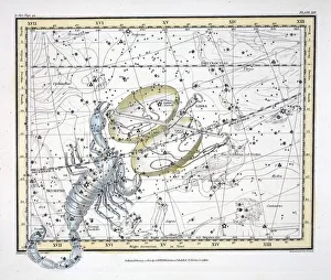Constellation Prints: The Constellations (Plate XIX) Libra and Scorpio, 1822