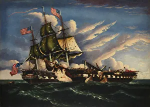 Chambers Gallery: The Constitution and the Guerriere, ca. 1845. Creator: Thomas Chambers