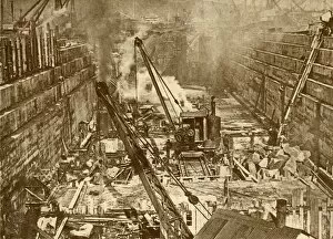 Dry Dock Gallery: Constructing a Dry Dock at Swansea, c1930. Creator: Unknown