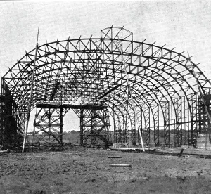 Landing Ground Prints: Constructing A Garage For A Zeppelin, 1909. Creator: Parks