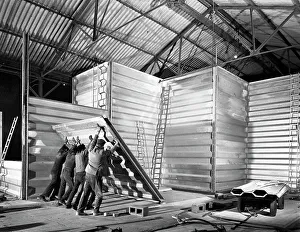Construction Worker Prints: Constructing a new grain silo in Navenby, Lincolnshire, 1962. Artist: Michael Walters