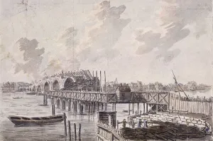 Blackfryars Bridge Prints: Construction of Blackfriars Bridge, London, c1762. Artist: Francis Grose