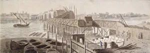 Blackfryars Bridge Prints: Construction of Blackfriars Bridge, c1762. Artist: Francis Grose