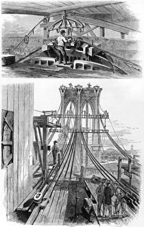 Brooklyn Collection: Construction of the Brooklyn Suspension Bridge, New York, USA, 1880