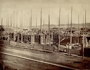 Yenisey Siberia Russia Prints: Construction of the Krasnoyarsk Women's Gymnasium, 1883. Creator: AK Keppel