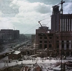 The construction of the main building of Moscow State University on Lenin Hills Artist: Anonymous The construction of the main building of Moscow State University on Lenin Hills Artist: Anonymous