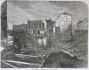 Fleet River Prints: Construction of the Metropolitan Railway and Fleet Ditch, London, 1862