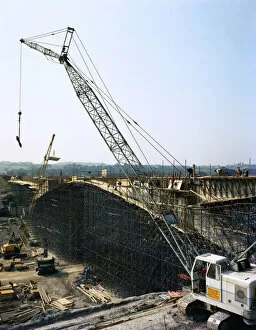Images Dated 29th May 2018: Construction of the Needle Eye Bridge over the M1 at Barnsley, South Yorkshire, 1963