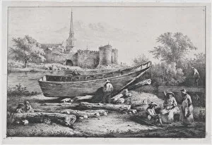 Boatbuilding Gallery: The Construction Site, in Savigny, 1803. Creator: Jean-Jacques de Boissieu