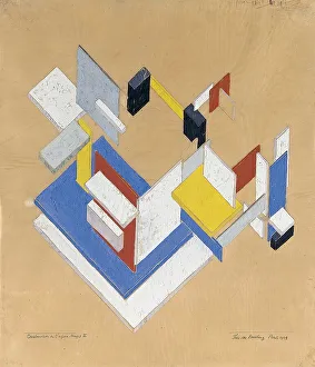 De Stijl Prints: Construction in Space-Time II, 1924. Creator: Theo Van Doesburg