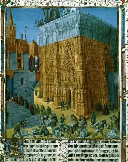 Jerusalem Collection: Construction of the Temple at Jerusalem by King Solomon, 15th century