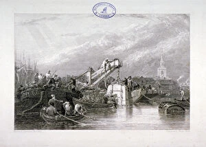 Construction Worker Gallery: Construction of the Thames Tunnel, London, 1827. Artist: George Cooke