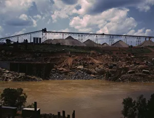 Tennessee United States Prints: Above the construction work, the aggregate storage pile which