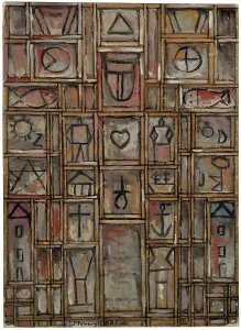 Constructive (Constructive with double lines in umber), 1932. Creator: Torres-Garcia, Joaquin (1874-1949)