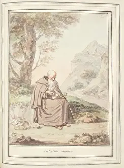 Wayside Prints: Contented Capucin, leaf from A Collection of Dresses by David Allan Mostly from Nature