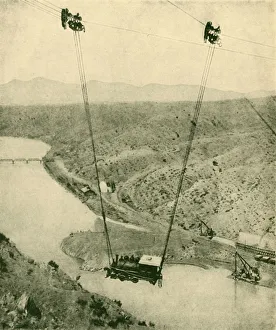Suspended Prints: A Contractors Engine Being Swung Across A Canyon, Rio Grande River, New Mexico, 1930