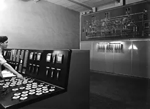 Coal Preparation Plant Gallery: Control room at Manvers coal preparation plant, near Rotherham, South Yorkshire, 1956