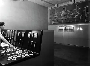 Control Room Prints: Control room at Manvers coal preparation plant, near Rotherham, South Yorkshire, 1956
