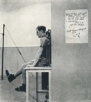 Therapy Prints: Convalescent Hospital - Pulling his weight, 1941. Artist: Cecil Beaton