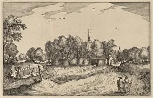 Pilgrims Prints: A Convent, published 1612. Creator: Claes Jansz Visscher