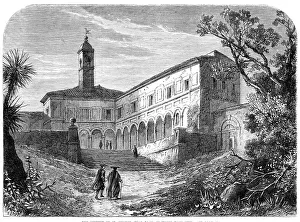 E M W Prints: The Convent of St. Onofrio, near Rome, in which Tasso died, 1864. Creator: Mason Jackson