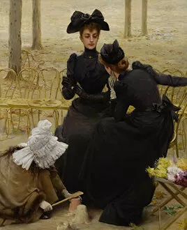Amusement Collection: Conversation in the Jardin du Luxembourg, 1892. Artist: Corcos, Vittorio Matteo (1859-1933)