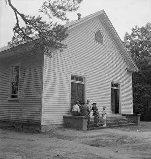 Conversation among members of congregation... Wheeleys Church, Gordonton, North Carolina, 1939. Creator: Dorothea Lange
