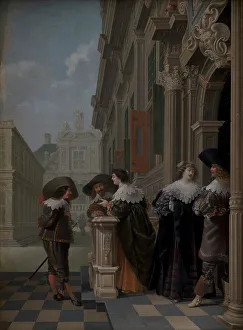 Delen Dirck Van Prints: Conversation outside a Palace, 1636. Creator: Dirck van Delen