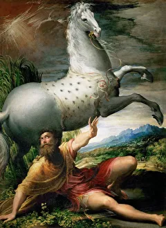 Paulus Prints: The Conversion of Saint Paul, ca 1528. Artist: Parmigianino (1503-1540)