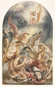 Brush And Brown Wash Prints: The Conversion of Saul with Christ and the Cross