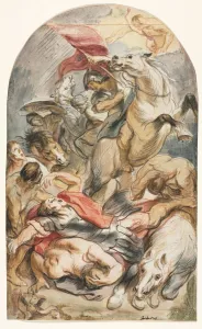 Brush And Brown Wash Prints: The Conversion of Saul with Horseman and Banner