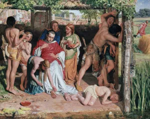 Pre Raphaelites Gallery: A Converted British Family Sheltering a Christian Missionary from the Persecution of the Druids